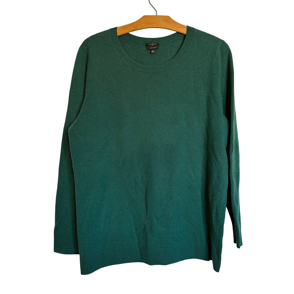 Talbots Emerald Green Pure Cashmere Crewneck Sweater Plus Quiet Luxury Size 1X